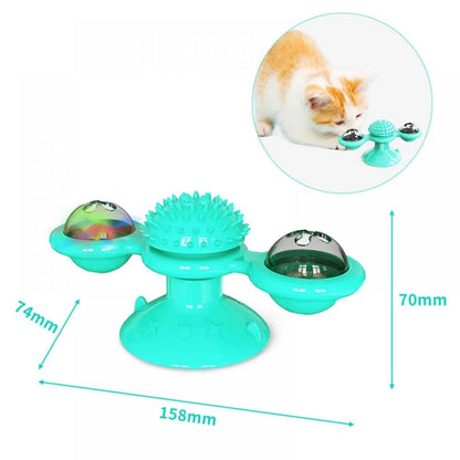 Cat Toys,Windmill Cat Toy with Led Ball and Catnip Ball,Cat Turntable Teasing Interactive Toy with Suction Cup, Funny Kitten Windmill Ball Cat Toys for Indoor Cats, Massage Scratching Tickle-1Pack